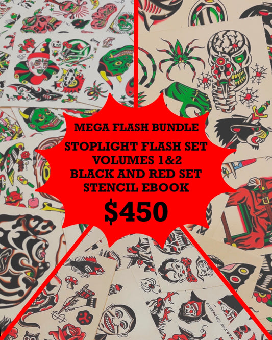 FLASH MEGABUNDLE (stoplight 1+2, black&red, stencil ebook)